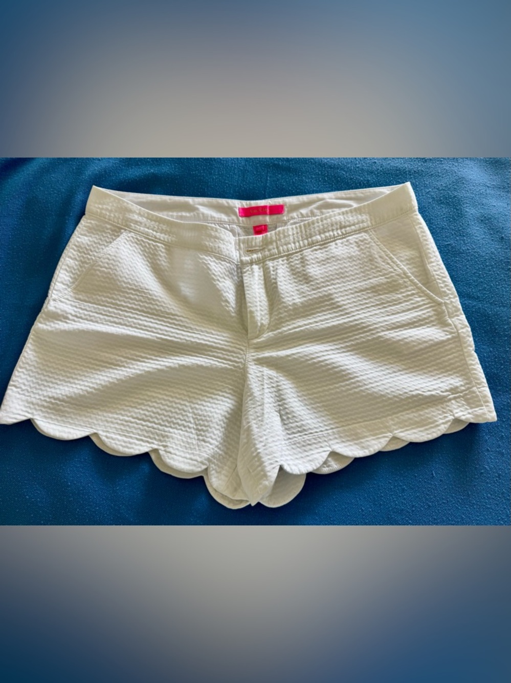 Lilly Pulitzer White Scalloped Hem High Waist Shorts